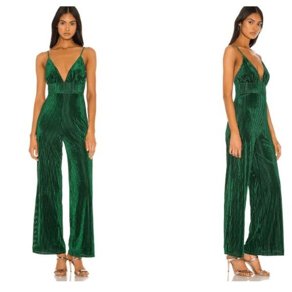 Privacy Please Freya Emerald Green Strappy Wide Leg Jumpsuit Size Small - Picture 1 of 14